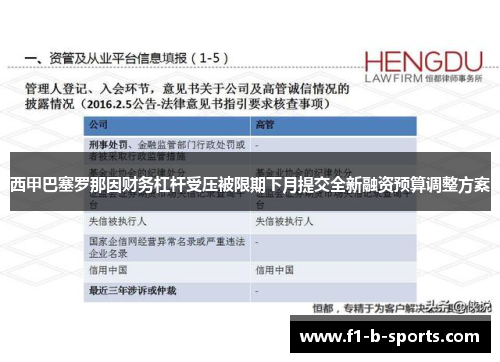 西甲巴塞罗那因财务杠杆受压被限期下月提交全新融资预算调整方案